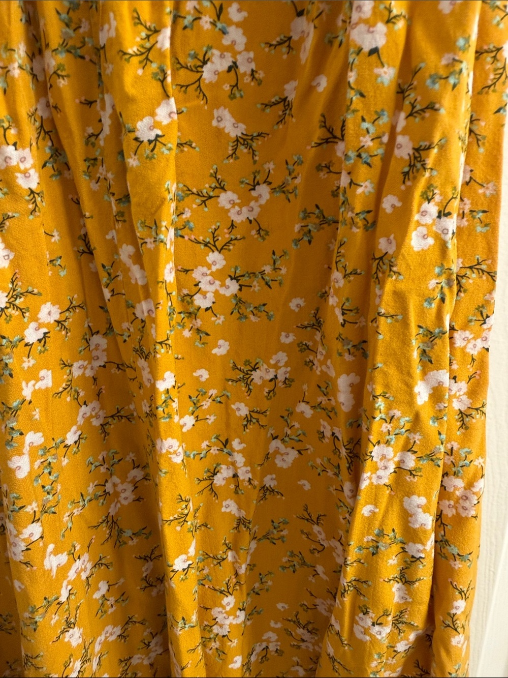 Old Navy Mustard Floral Smocked Top Midi Dress Boho - Picture 7 of 7